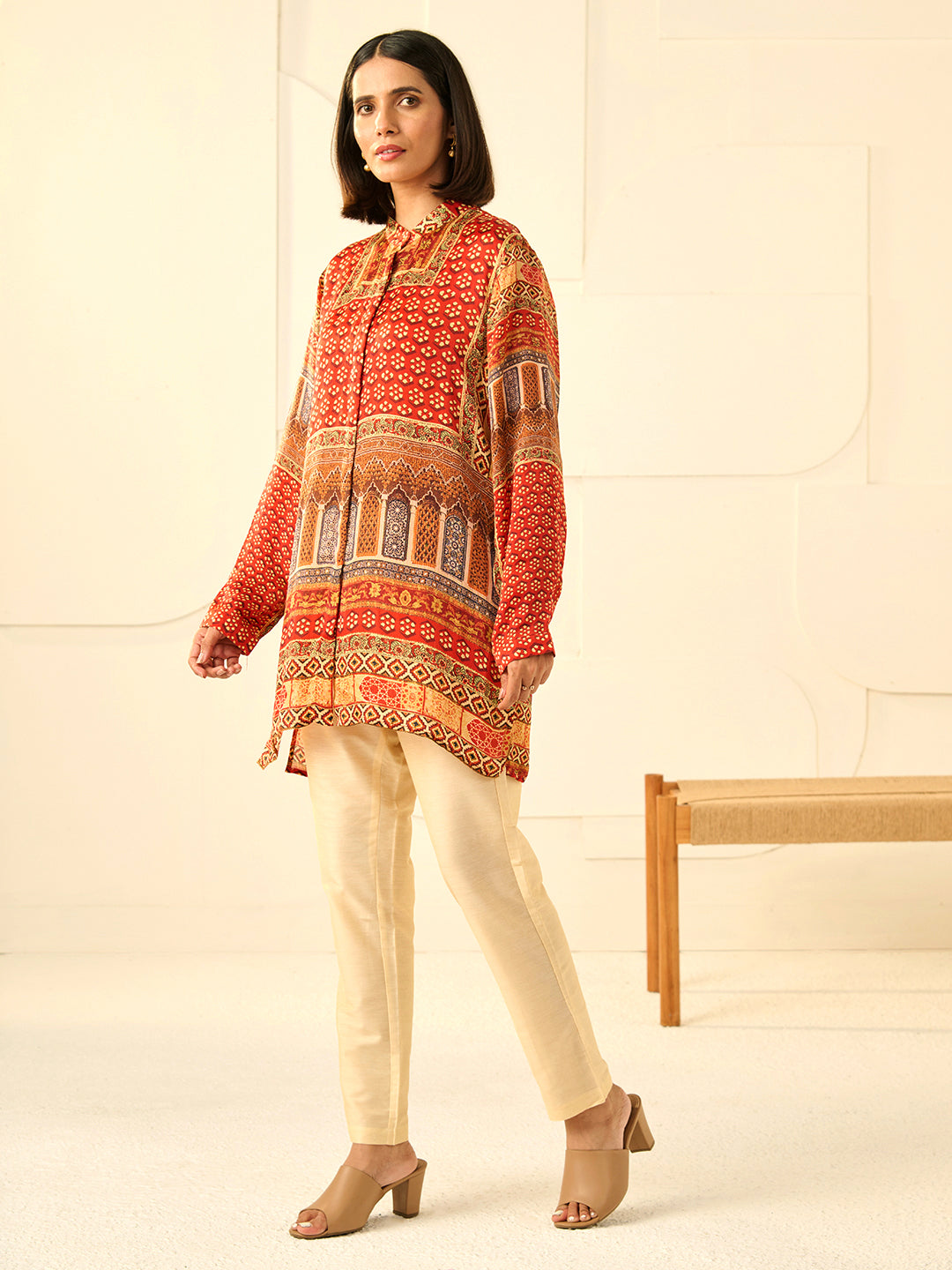 ORANGE REVA CONCEALED BUTTON SHIRT