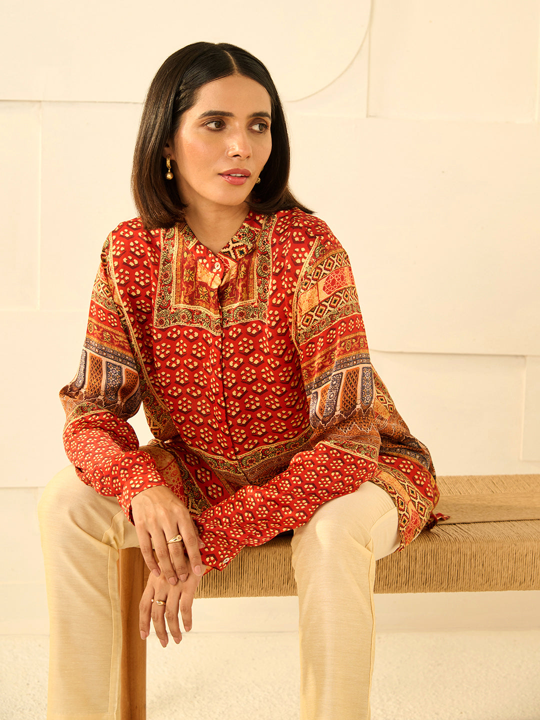 ORANGE REVA CONCEALED BUTTON SHIRT