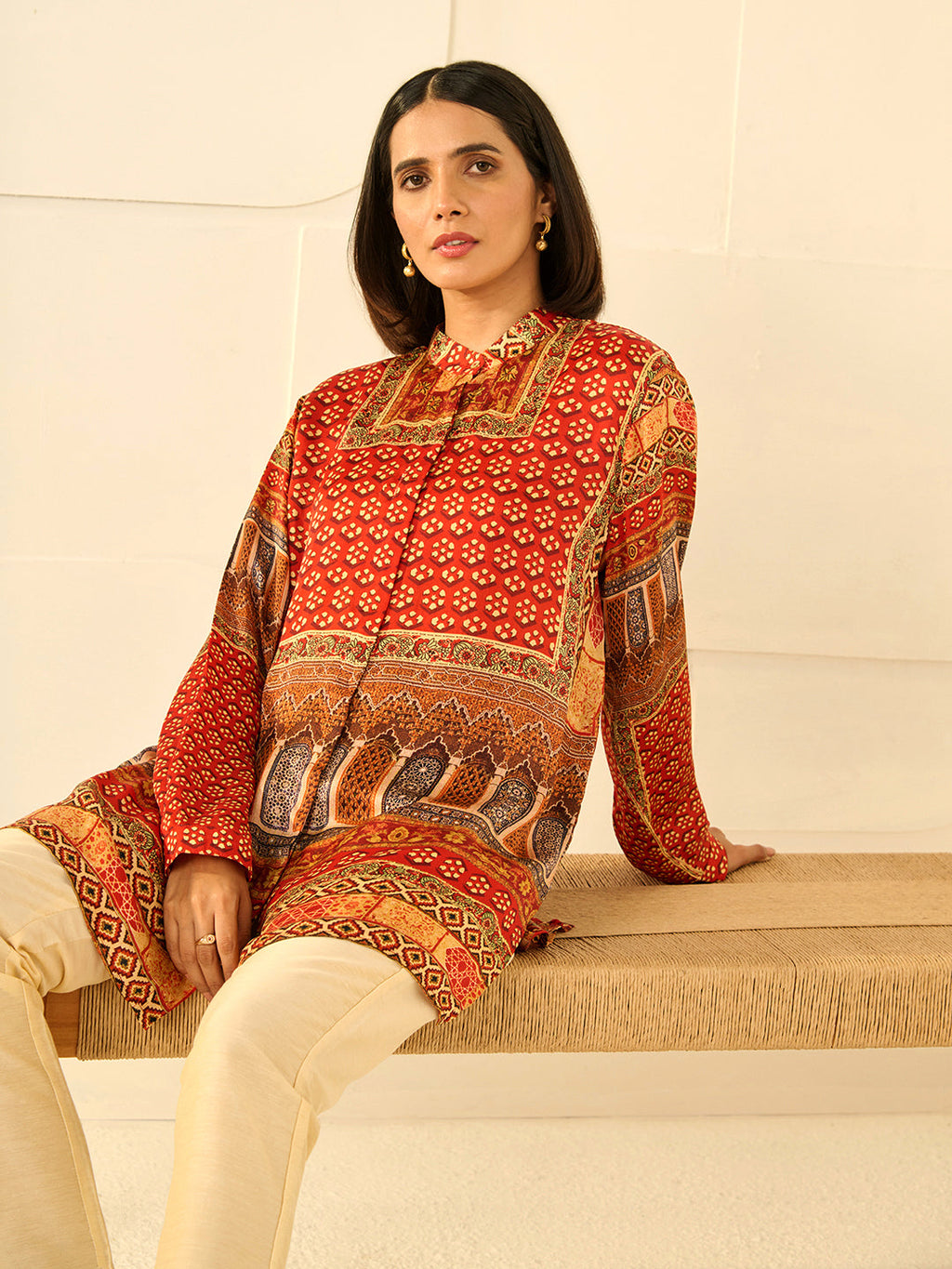 ORANGE REVA CONCEALED BUTTON SHIRT