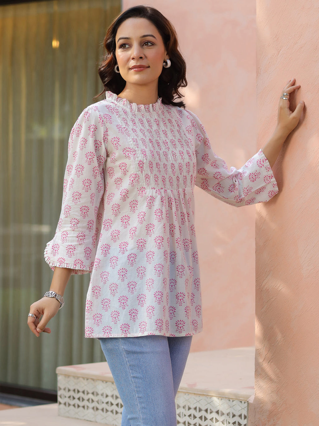 Ethnic Motifs Printed Pure Cotton A-Line Top