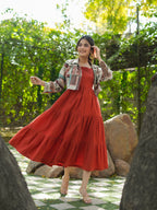 Pure Cotton Fit & Flare Midi Dress with Jacket