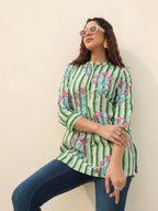 Women Floral Printed A-Line Cotton Top