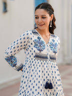 Ethnic Motifs Printed Cotton Fit & Flare Midi Dress