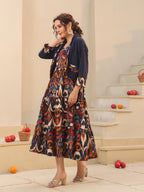 Women Ethnic Motifs Printed Pure Cotton Fit & Flare Midi Dress