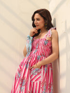 Floral Printed Pure Cotton A-Line Midi Dress