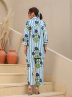 Printed Pure Cotton Shirt Collar Neck Shirt & Trouser Co-Ords