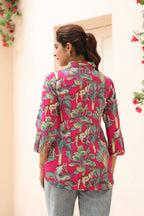 Women Animal Print Pure Cotton Top