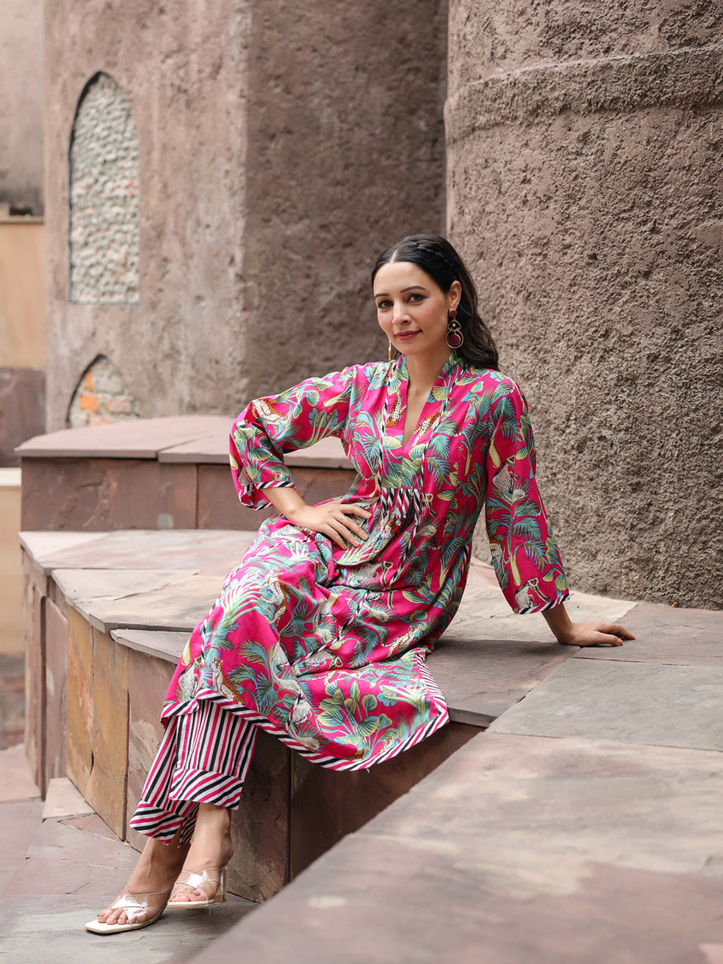 Floral Printed Regular Pure Cotton Kurta & Trousers