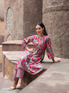 Floral Printed Regular Pure Cotton Kurta & Trousers