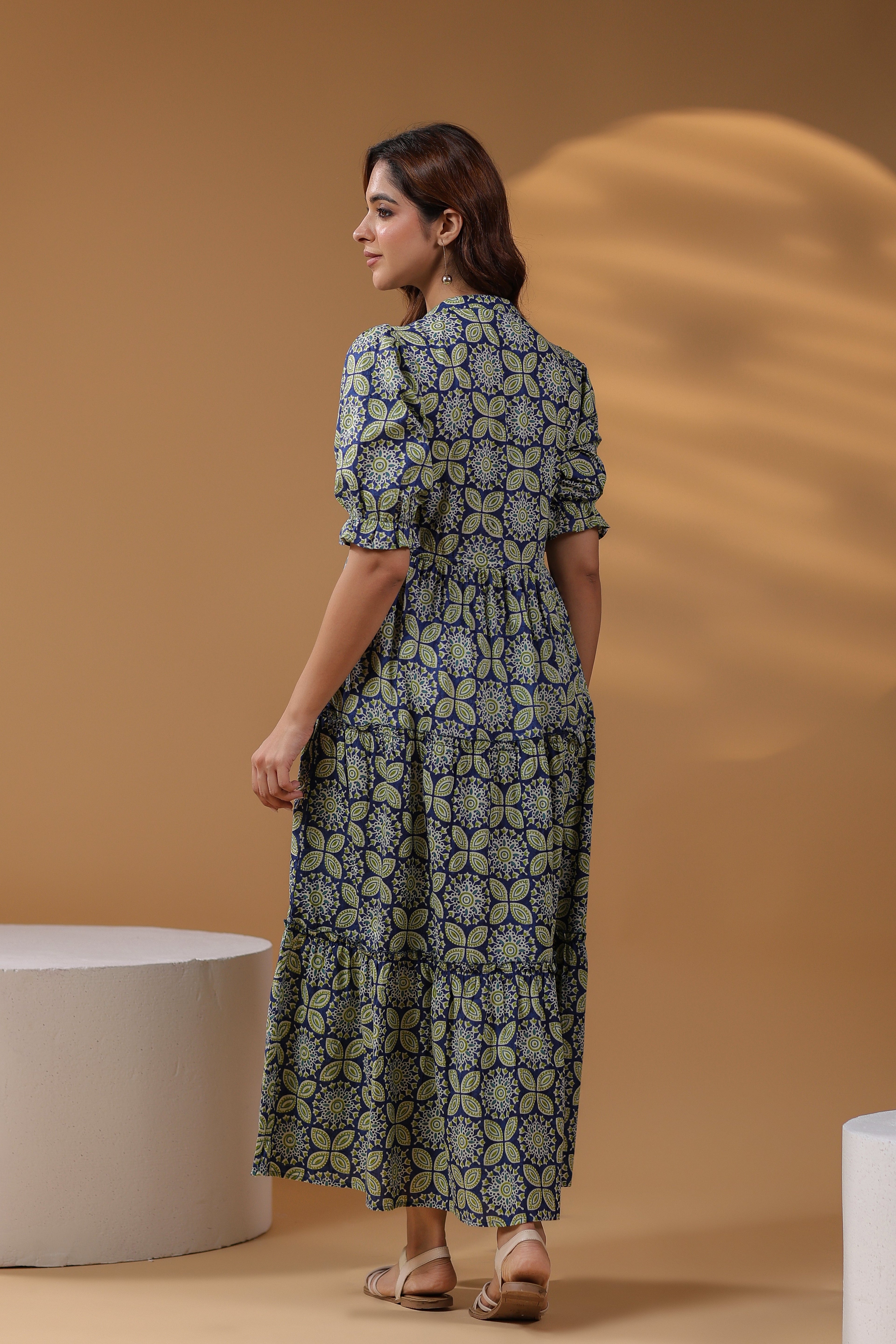 Printed Fit & Flared Maxi Ethnic Dresses