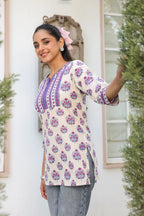 Ethnic Motifs Printed Round Neck Pure Cotton Top