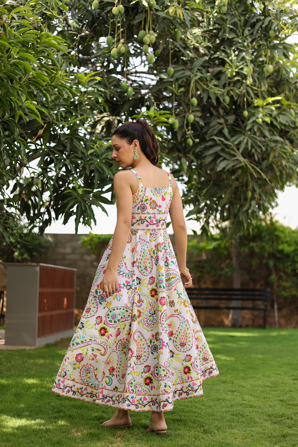 Printed Pure Cotton Fit & Flared Midi Dress