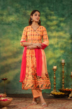 Women Ethnic Motifs Printed Pure Cotton Kurta with Trousers & Dupatta