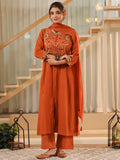 Women Ethnic Motifs Pure Cotton Kurta with Trousers & With Dupatta