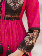 Ethnic Motifs Printed Cotton Fit & Flare Midi Dress