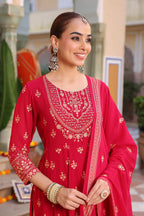 Women Ethnic Motifs Printed Beads and Stones Kurta with Trouser & Dupatta
