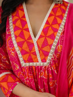 Women Floral Sequinned Pure Cotton Kurta with Trousers & Dupatta