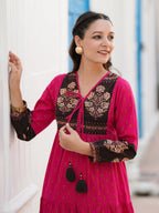 Ethnic Motifs Printed Cotton Fit & Flare Midi Dress