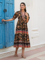 Women Floral Printed Cotton Ethnic Dresses