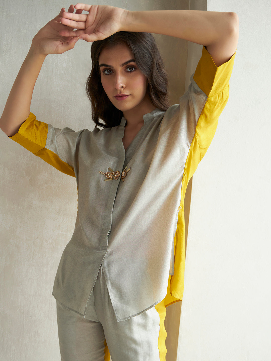 MUSTARD / GREY RESORT CO-ORD SET