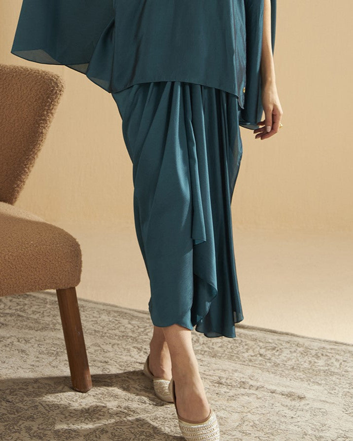 TURQ BLUE DRAPE SKIRT
