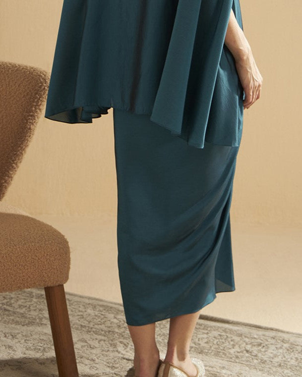TURQ BLUE DRAPE SKIRT