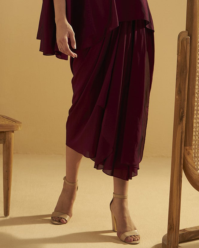 PLUM DRAPE SKIRT