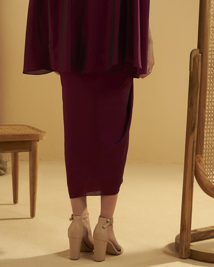 PLUM DRAPE SKIRT
