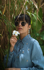 DENIM BLUE BUTTON DOWN SHIRT