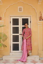 Women Floral Printed Regular Pure Cotton Kurta with Trousers & With Dupatta