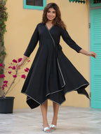 Women Black Asymmetrical Hem Dress