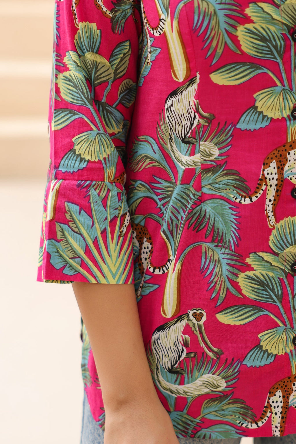 Women Animal Print Pure Cotton Top