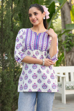 Ethnic Motifs Printed Round Neck Pure Cotton Top