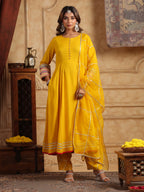 Mustard Gotta Patti Anarkali Kurta Set with Dupatta