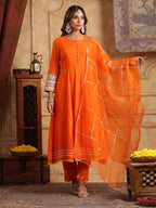 Women Regular Gotta Patti Anarkali Kurta With Trousers & Dupatta