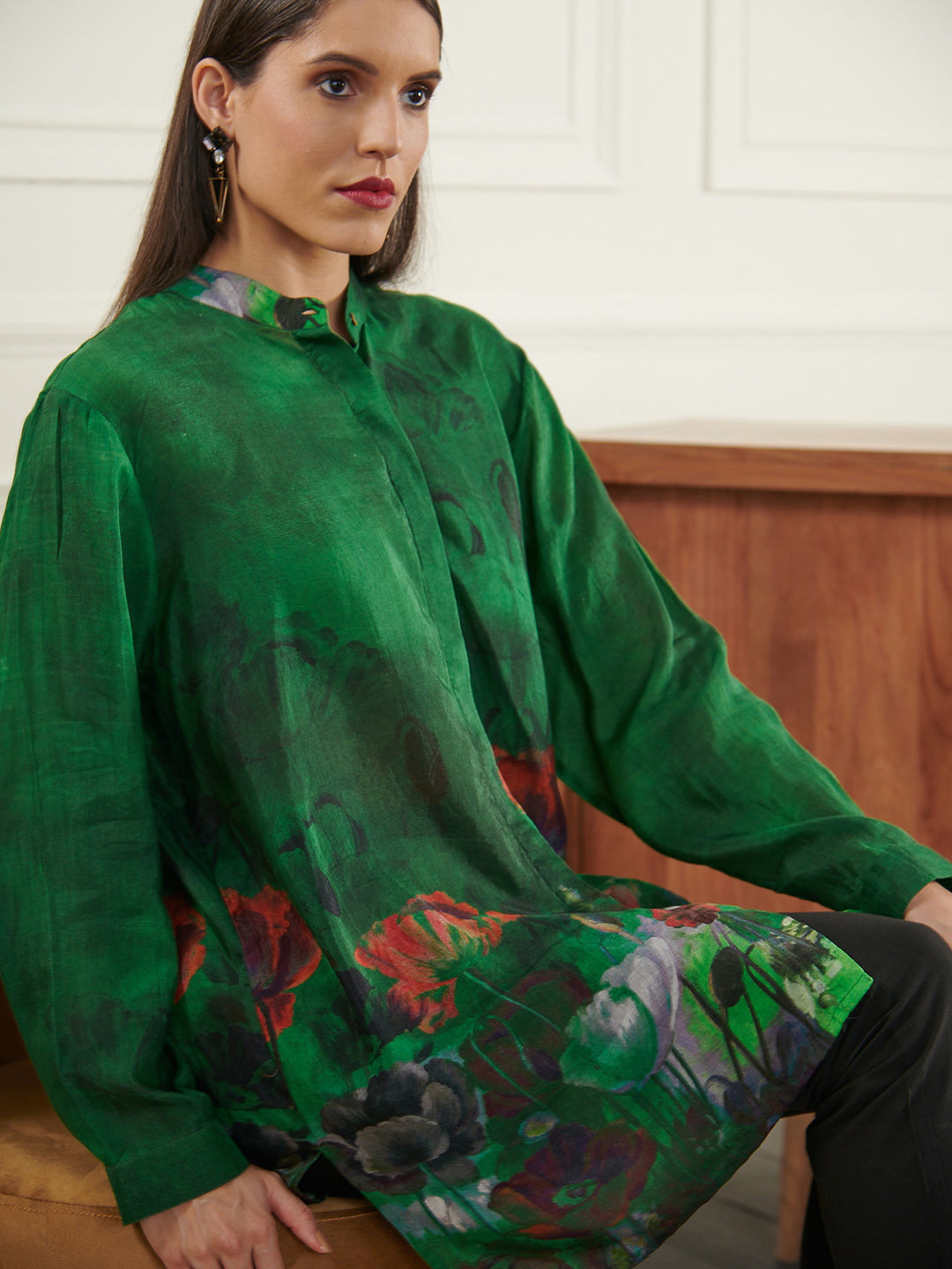 GREEN BODHI CONCEAL BUTTON SHIRT