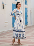 Ethnic Motifs Printed Cotton Fit & Flare Midi Dress