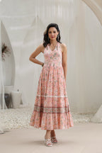 Printed Pure Cotton Fit & Flare Maxi Ethnic Dress