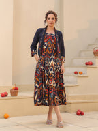 Women Ethnic Motifs Printed Pure Cotton Fit & Flare Midi Dress