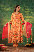 Women Ethnic Motifs Printed Pure Cotton Kurta with Trousers & Dupatta