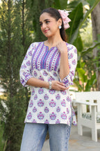 Ethnic Motifs Printed Round Neck Pure Cotton Top