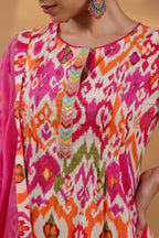 Ethnic Motifs Printed Pure Cotton Straight Kurta With Trousers & Dupatta