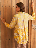 YELLOW FLORID PROM SHIRT