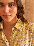 YELLOW FLORID PROM SHIRT