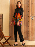 AVERY BLACK CONCEAL BUTTON SHIRT