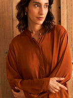 WHISKERS BROWN CONCEAL PLACKET SHIRT