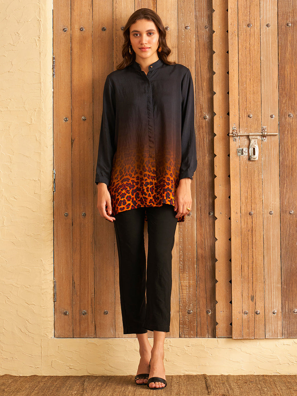 WHISKERS BLACK CONCEAL PLACKET SHIRT