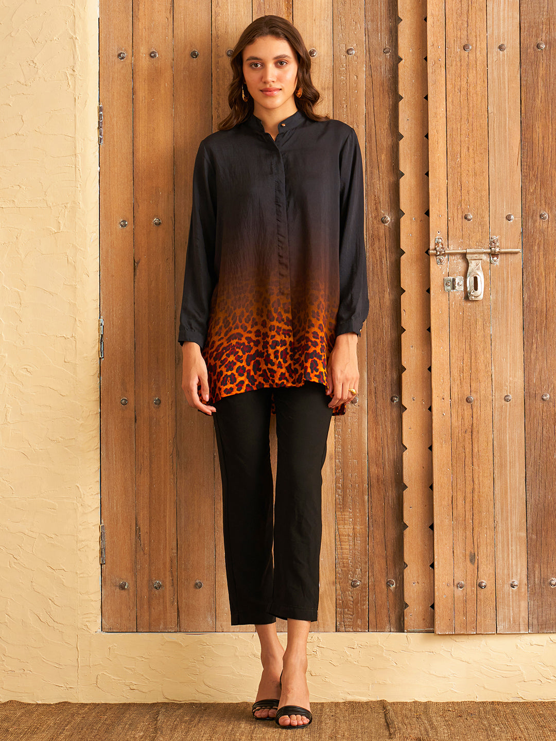 WHISKERS BLACK CONCEAL PLACKET SHIRT