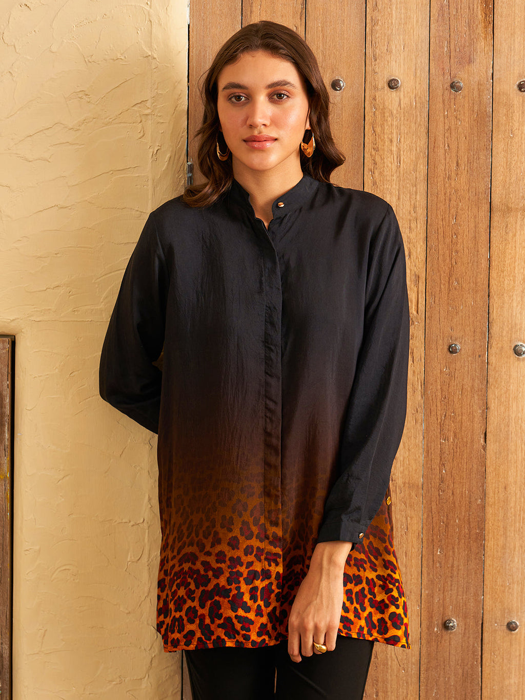 WHISKERS BLACK CONCEAL PLACKET SHIRT