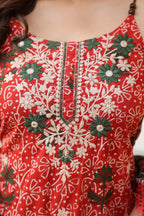 Women Ethnic Motifs Printed Regular Beads and Stones Pure Cotton Kurta with Trousers & With Dupatta